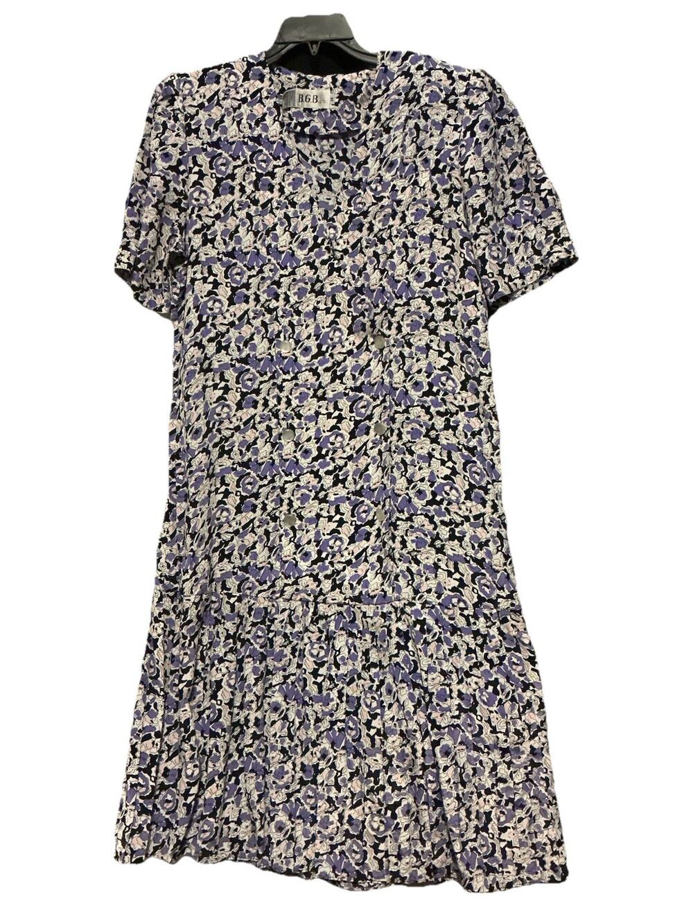 Vintage Floral Print Midi Dress SZ 16/18 BGB Ltd. Flower Multicolor Purple